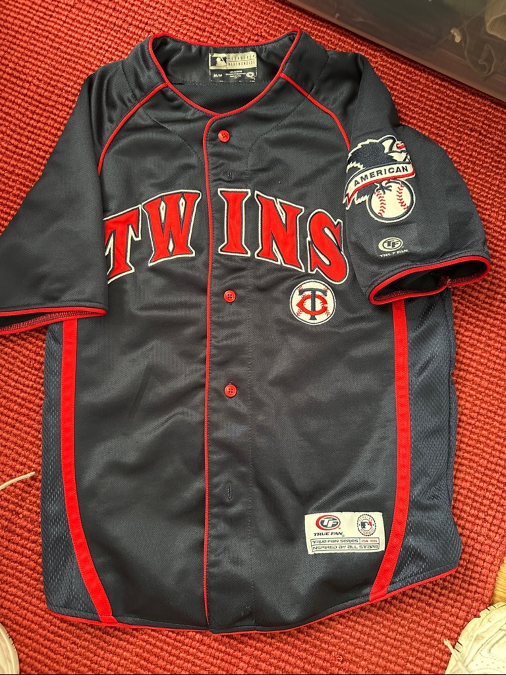 MLB Twins Navy and Red Kids Baseball Jersey